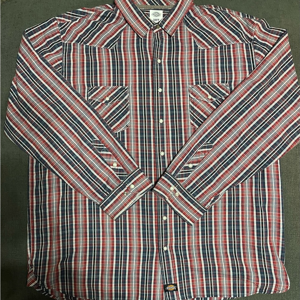 Dickies 3XT Men's Red and Blue Plaid Shirt